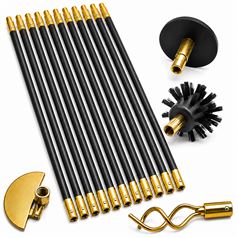 10 Piece Drain Unblocking Rod Kit Flexible Double Screw Sewer Rod Set with Scraper, Brush, Plunger and Worm Screw