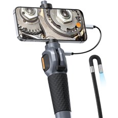 Teslong TD300 Two-Way Articulating Borescope Inspection Camera for iPhone 15 & Android - 8 LED Flexible Snake Scope